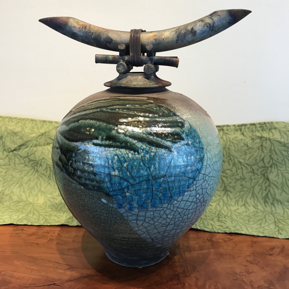 Jeff Chang Raku Warrior Pot 17.5 x 14.25 Jeff Chang's ceramics