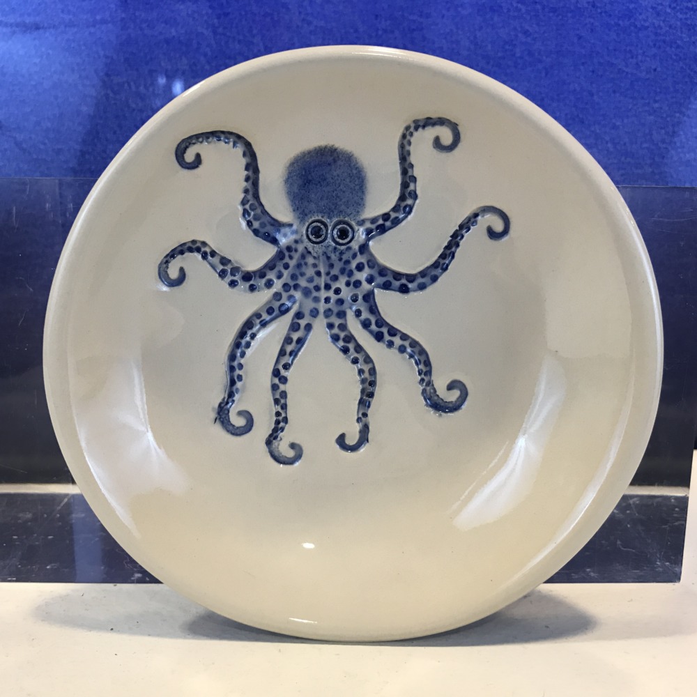 Blue Octopus Shell Bowl New 
