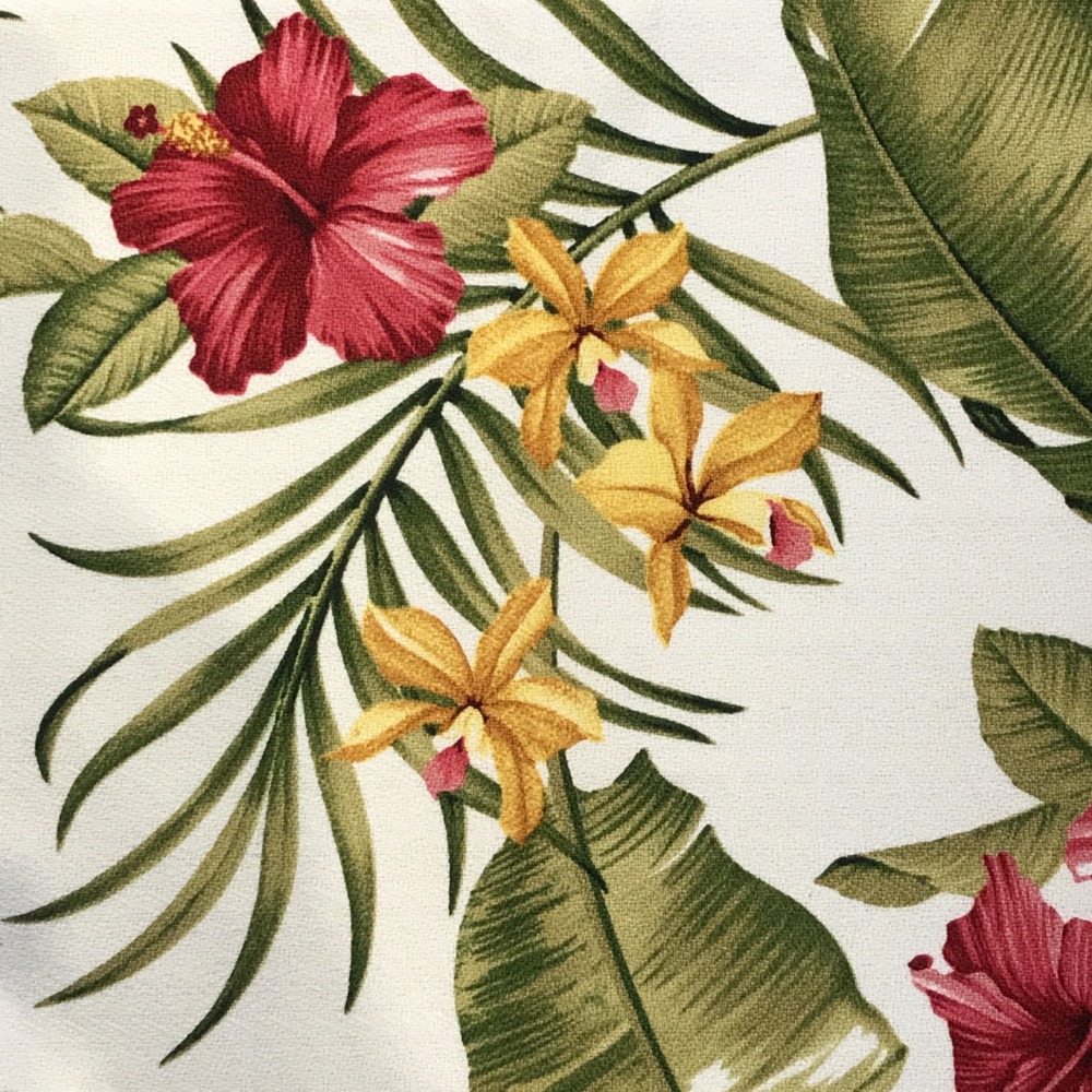 Pink Hibiscus' Maui Potpourri Retro Bark Cloth (example)