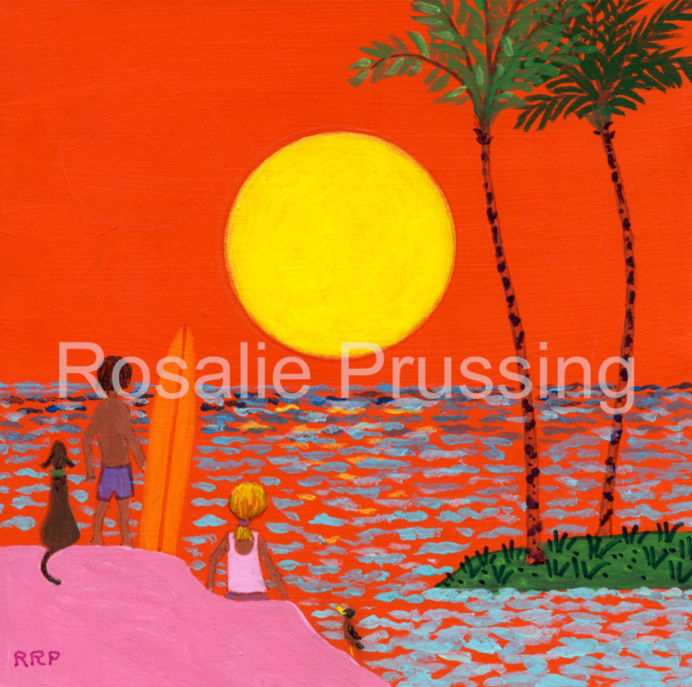 Rosalie Prussing Red Sunset Hawaii Giclée Print, custom sizes