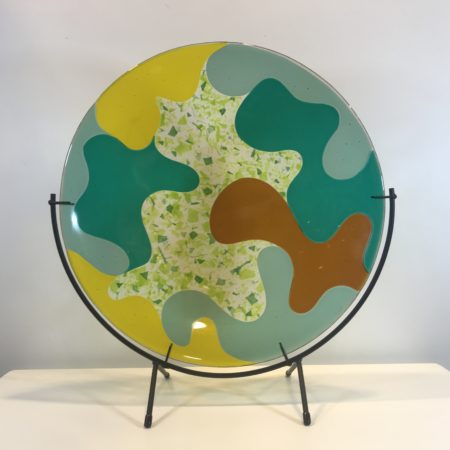 'Ditto 18' Fused Glass by Terry Savage 17D 19"H x 8"W with stand $300
