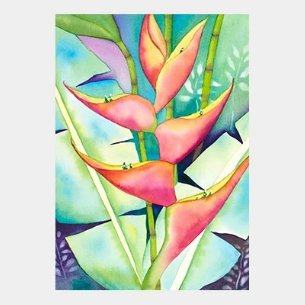 Firebird Heliconia' watercolor by Jocelyn Cheng, Giclée Print