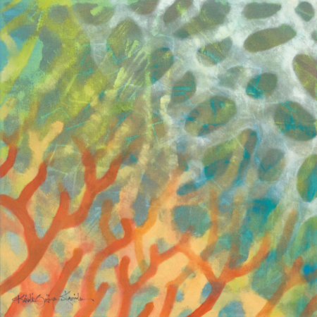 Kristie Kosmides Coral Orange 20 x 20 gallery wrapped giclee on canvas